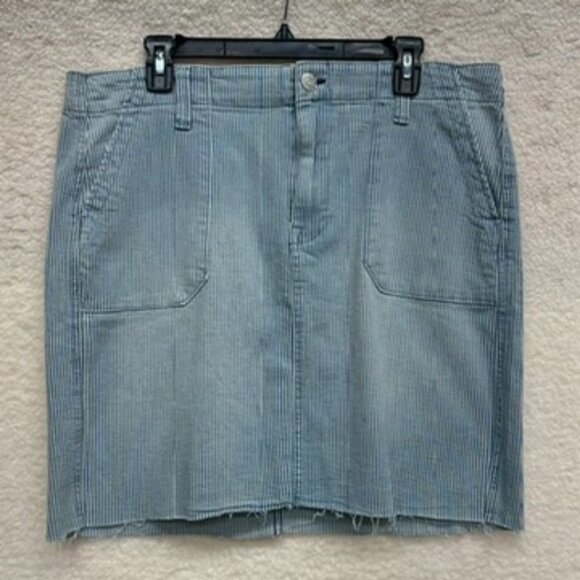 Size 12 - SEVEN7 - Railroad Striped Denim Utility Twill Skirt NEW - Picture 2 of 8